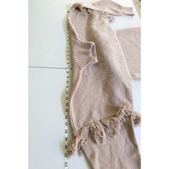 Fashion Nova Isla Taupe Fringed Mini Sweater Dress Size Small Heavy Knit - Picture 10 of 13